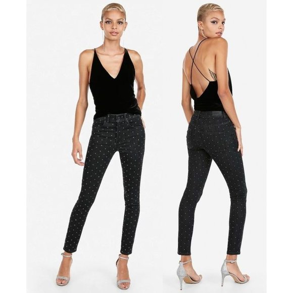 Express High Waisted Studded Ankle Jean Leggings 2 - Picture 1 of 4